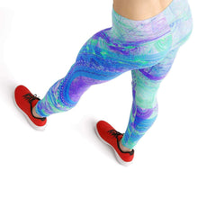 Load image into Gallery viewer, Purple and green bank high waist yoga pants - Shopping ing
