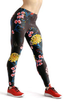 Load image into Gallery viewer, Yellow pink flowers high waist yoga pants - Shopping ing
