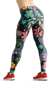 Black flower high waist yoga pants - Shopping ing