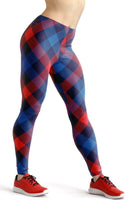 Load image into Gallery viewer, Red and blue plaid high waist yoga pants - Shopping ing
