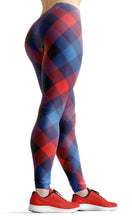 Load image into Gallery viewer, Red and blue plaid high waist yoga pants - Shopping ing

