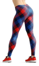 Load image into Gallery viewer, Red and blue plaid high waist yoga pants - Shopping ing
