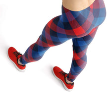 Load image into Gallery viewer, Red and blue plaid high waist yoga pants - Shopping ing
