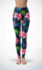 Black pink flower legging - Shopping ing