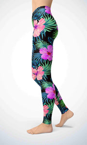 Black pink flower legging - Shopping ing