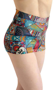 Abstract seasons high waist yoga shorts - Shopping ing