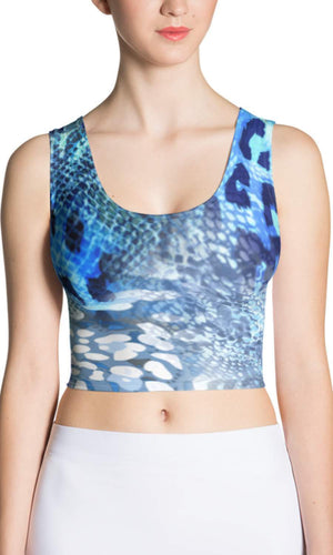 Blue leopard skin sports crop top - Shopping ing