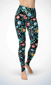 Black flower garden legging - Shopping ing