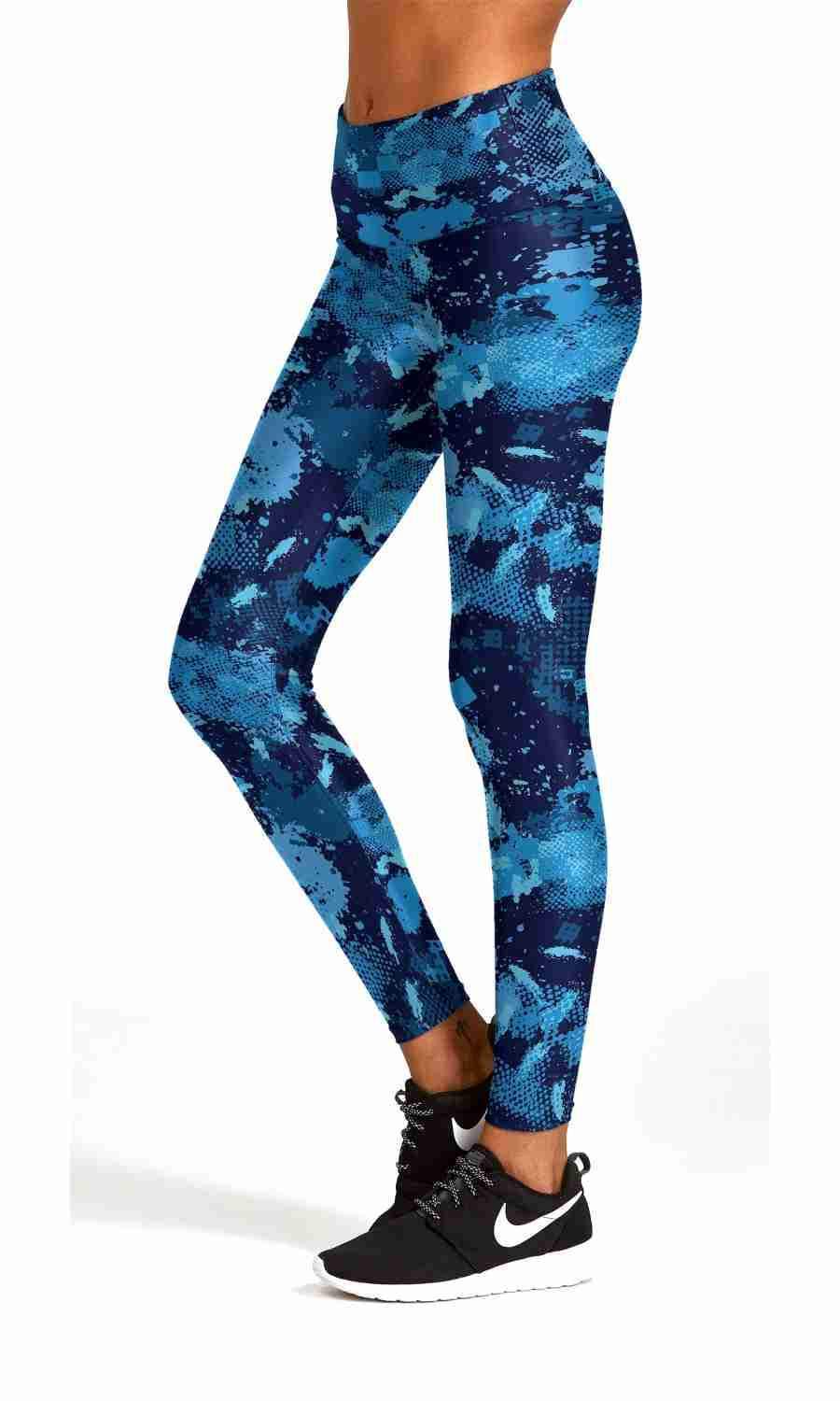 Blue camo print workout yoga pants - Shopping ing